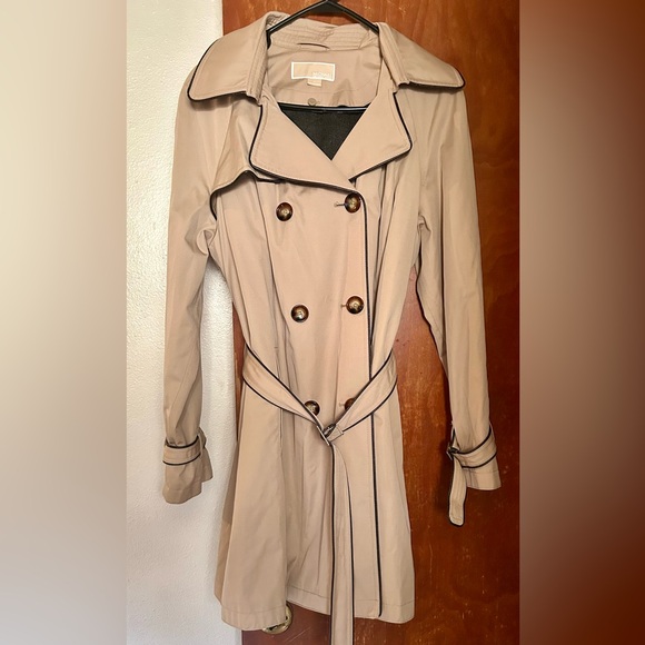 Michael Kors Jackets & Blazers - Michael Kors Beige Trench Coat with Black Trim